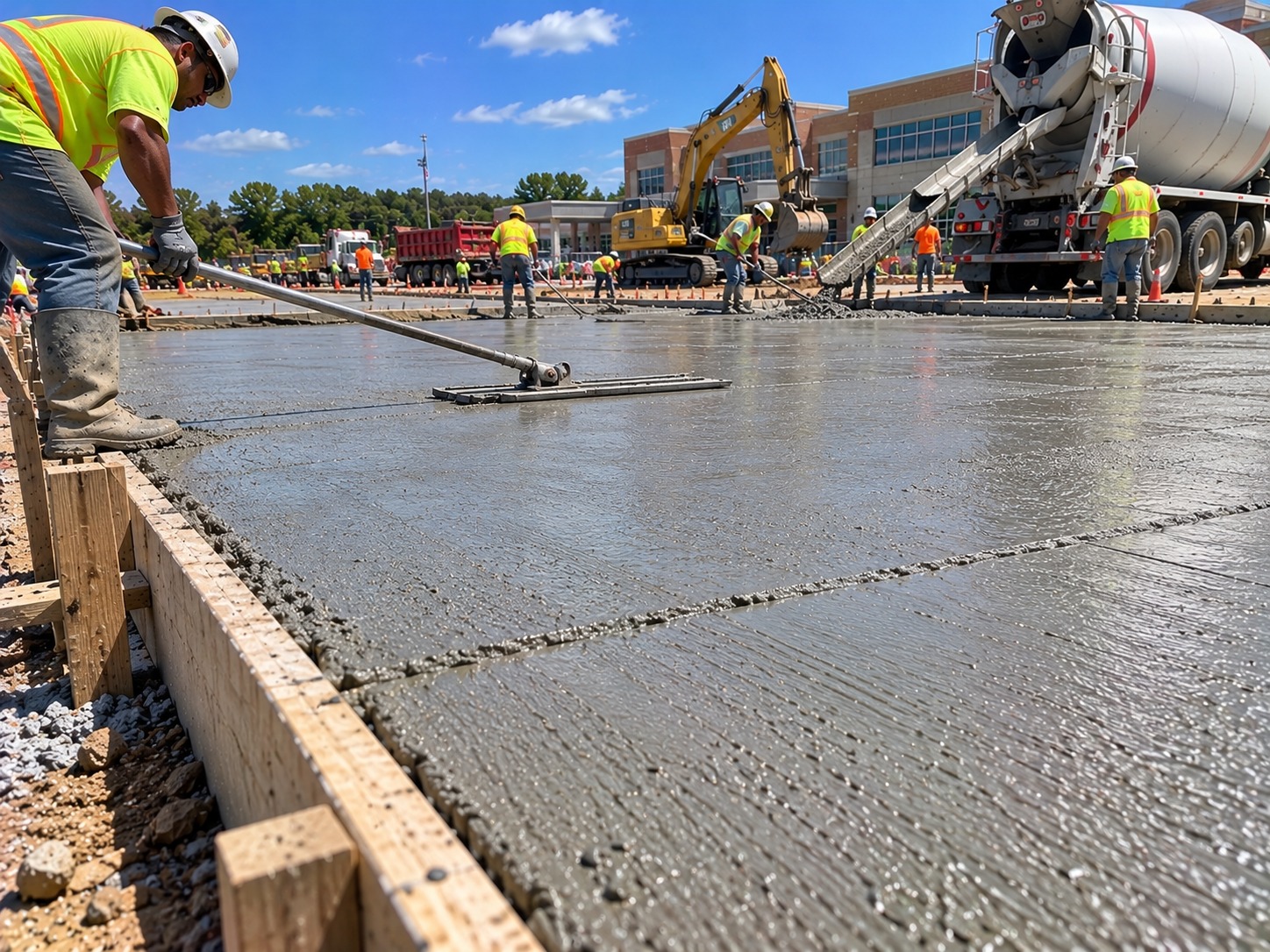 Finishing a large commercial concrete slab in Atlanta